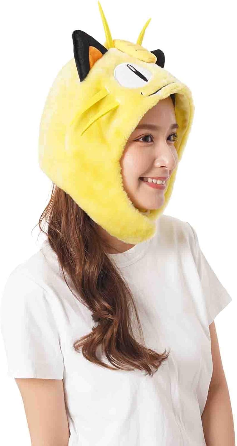 SAZAC Cozy, Warm Meowth Kigurumi Hat with Ear Flaps Pokemon Beanie for Adults, Luxurious Novelty Hat for Halloween & Cosplay - Premium Anime Cap - Image 5